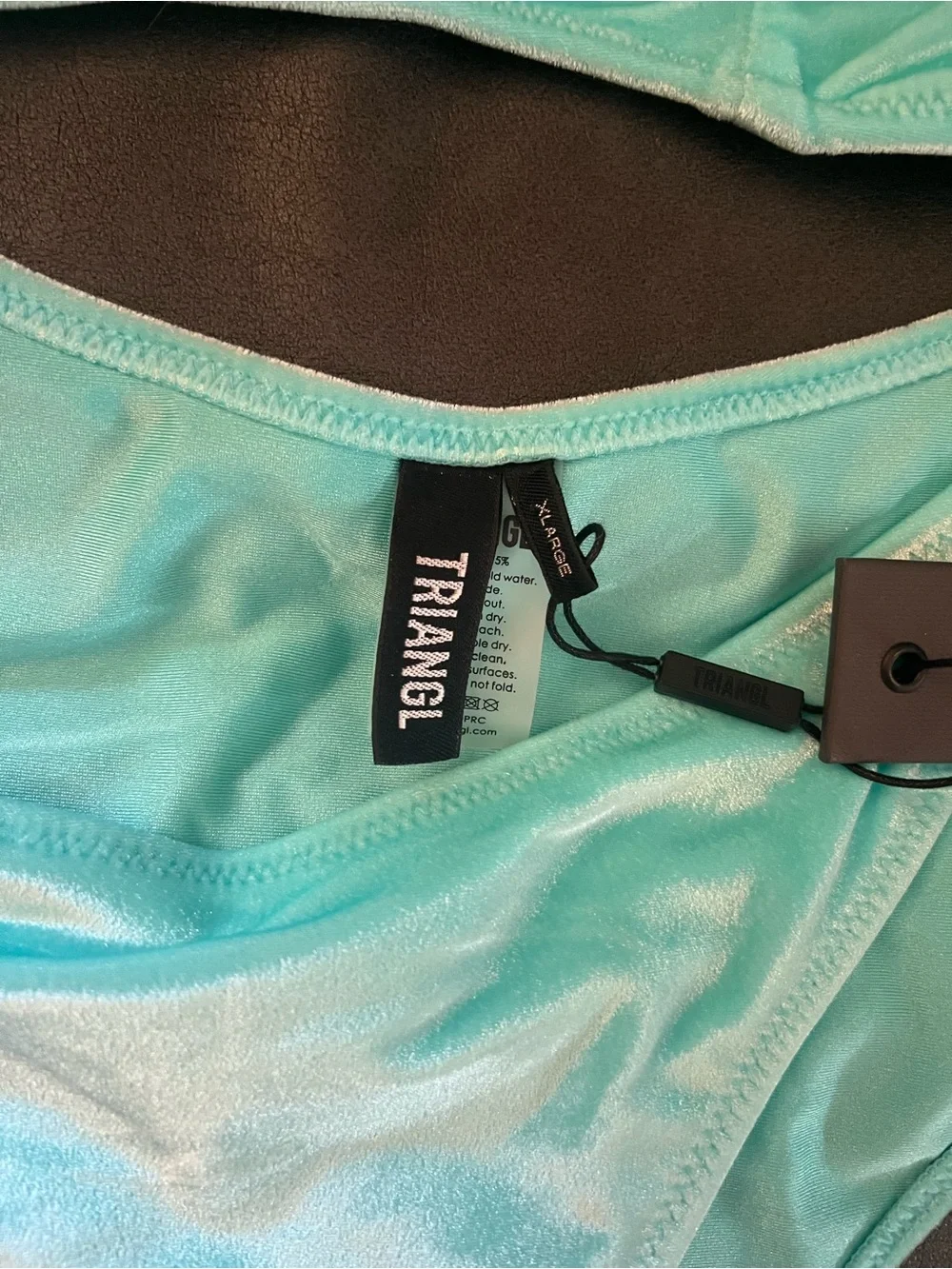 triangl swimwear Aqua Velvet Triangle Bikini Top